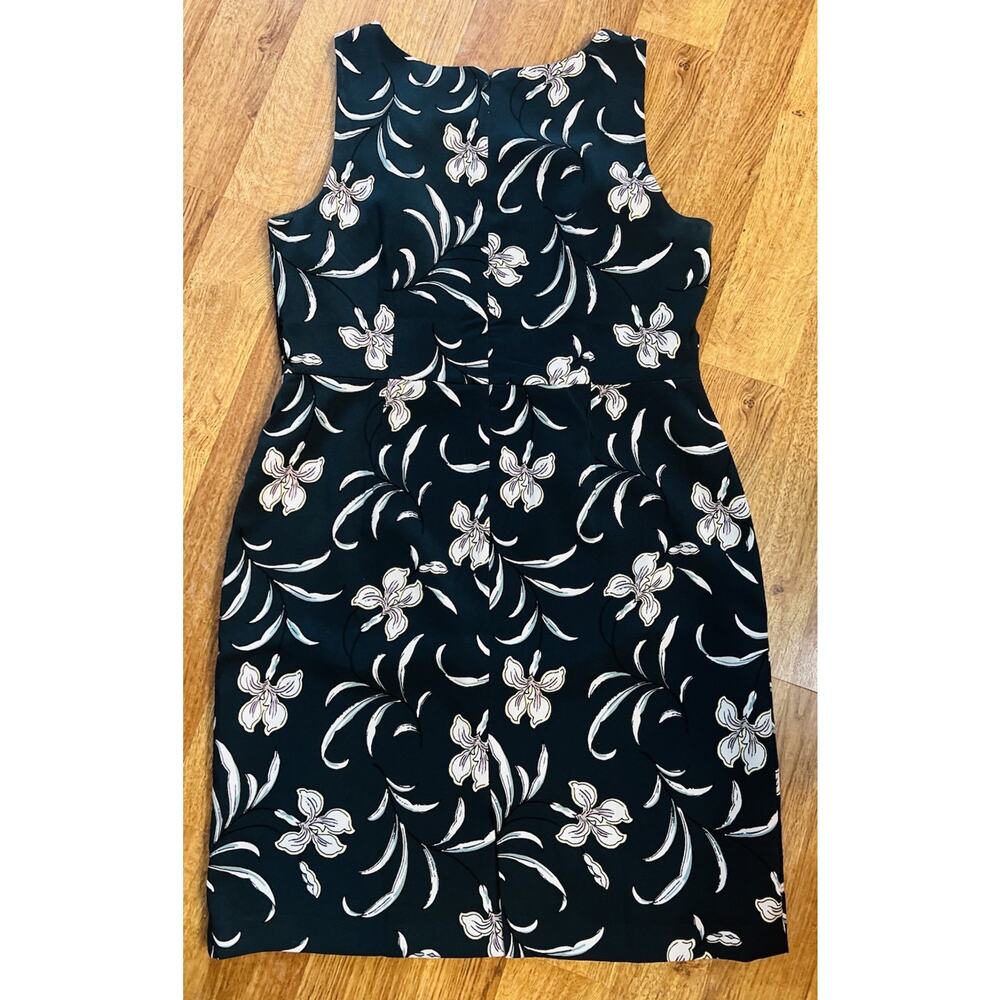 Ann Taylor Navy Blue Floral Dress Size 16 Sleeveless Lined Cocktail Reception - Picture 3 of 7